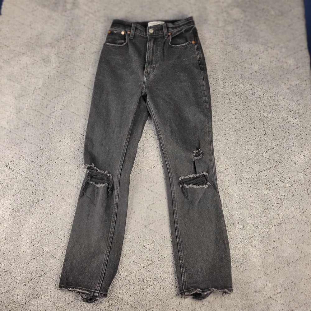 Abercrombie & Fitch Jeans Womens 00 Black Ankle Straight Ultra High Rise Denim